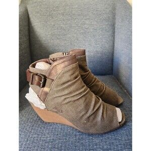 Blowfish Women's Peeptoe Ankle Boots w/ Cutouts Brown & Olive Green Size 10